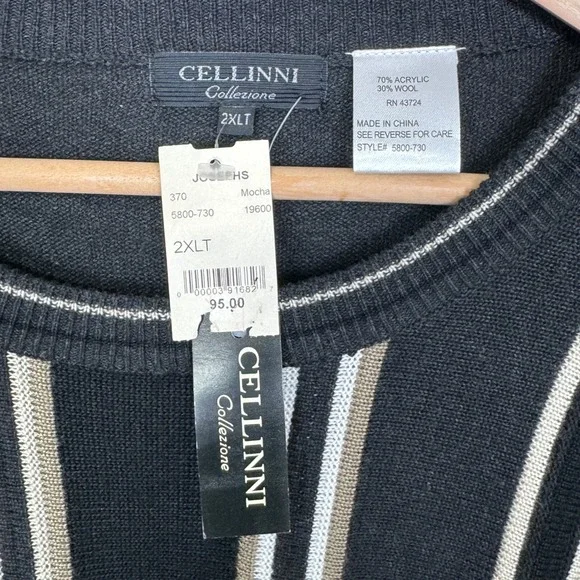 VTG Cellini Sweater Size 2XLT Coogi Style Textured Cosby 3D Knit 90's Deadstock - Picture 3 of 11